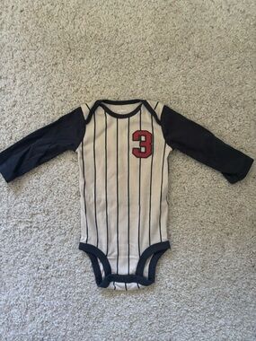 Carter's White and Navy Striped Onesie with Red 'G' Appliqué